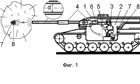 A drawing explaining Aleksandr Georgievich Semenov's patented weapon system