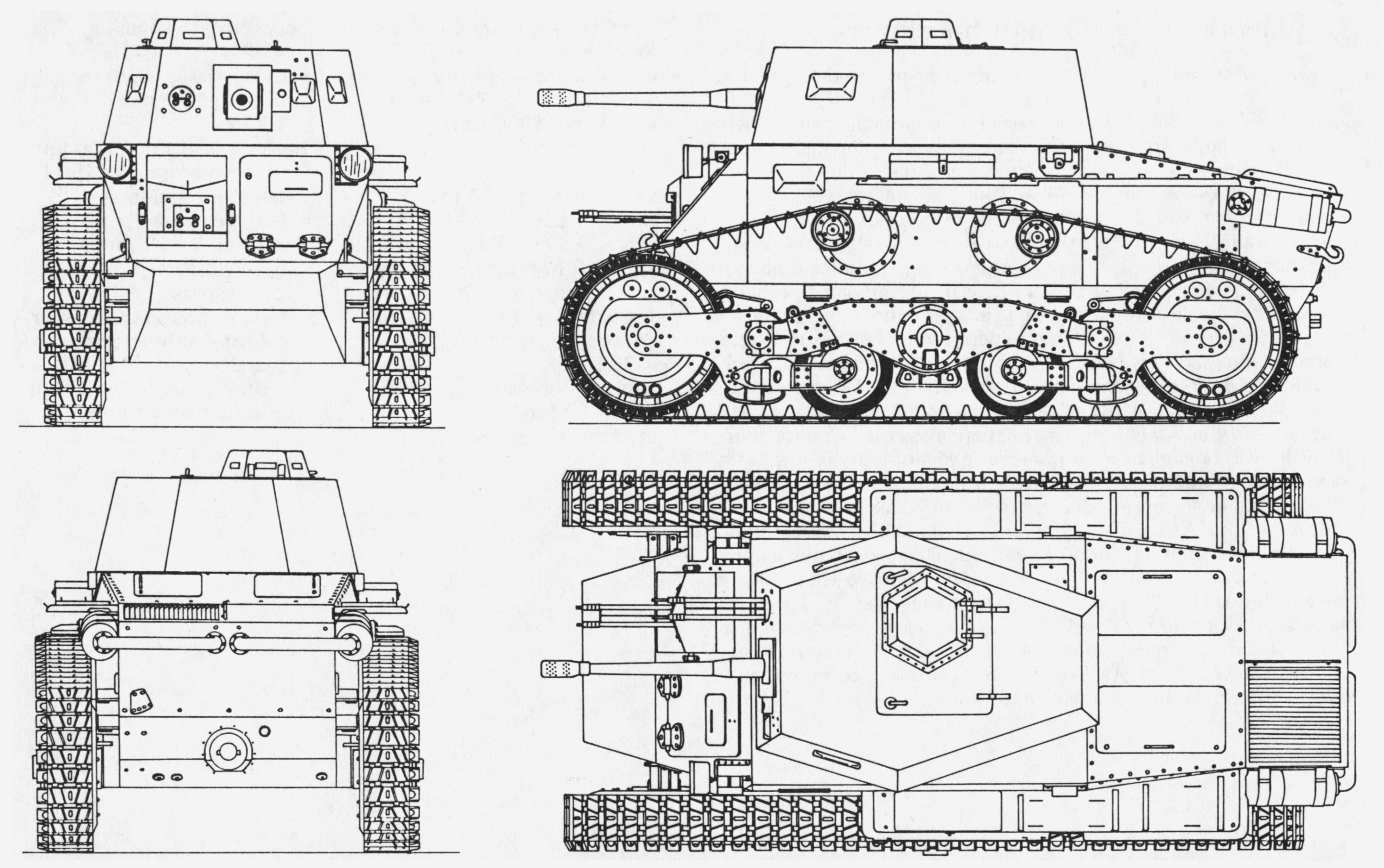 Схема универсального опытного танка Straussler V-4